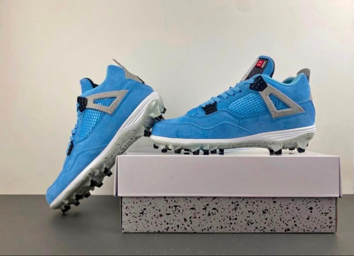 Jordan 4 Retro University Blue Cleats